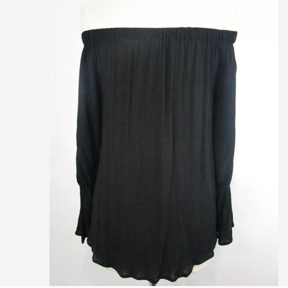 Sanctuary Black Off The Shoulder Gauzy Blouse - Picture 7 of 7